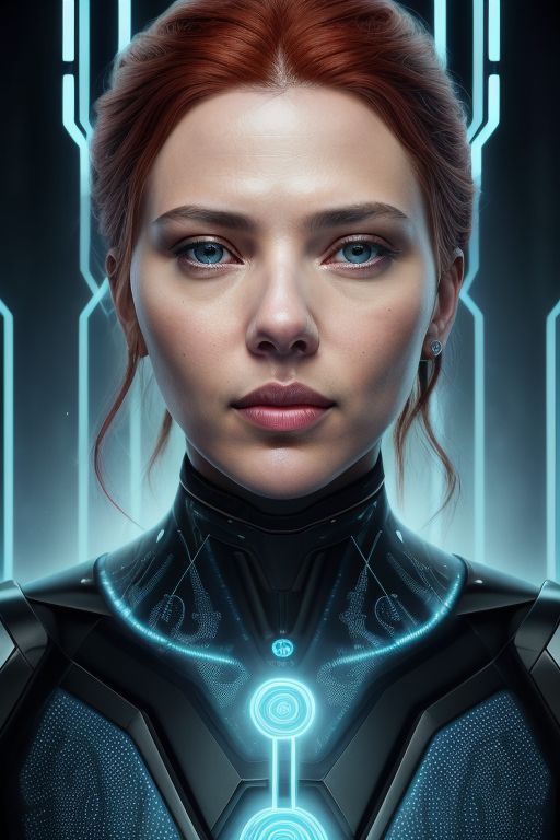 Image généré par IA sur https://perchance.org/ai-photo-generator à partir du prompt "a realistic portrait image of Scarlett Johanson where she is manipulated by an artificial intelligence"